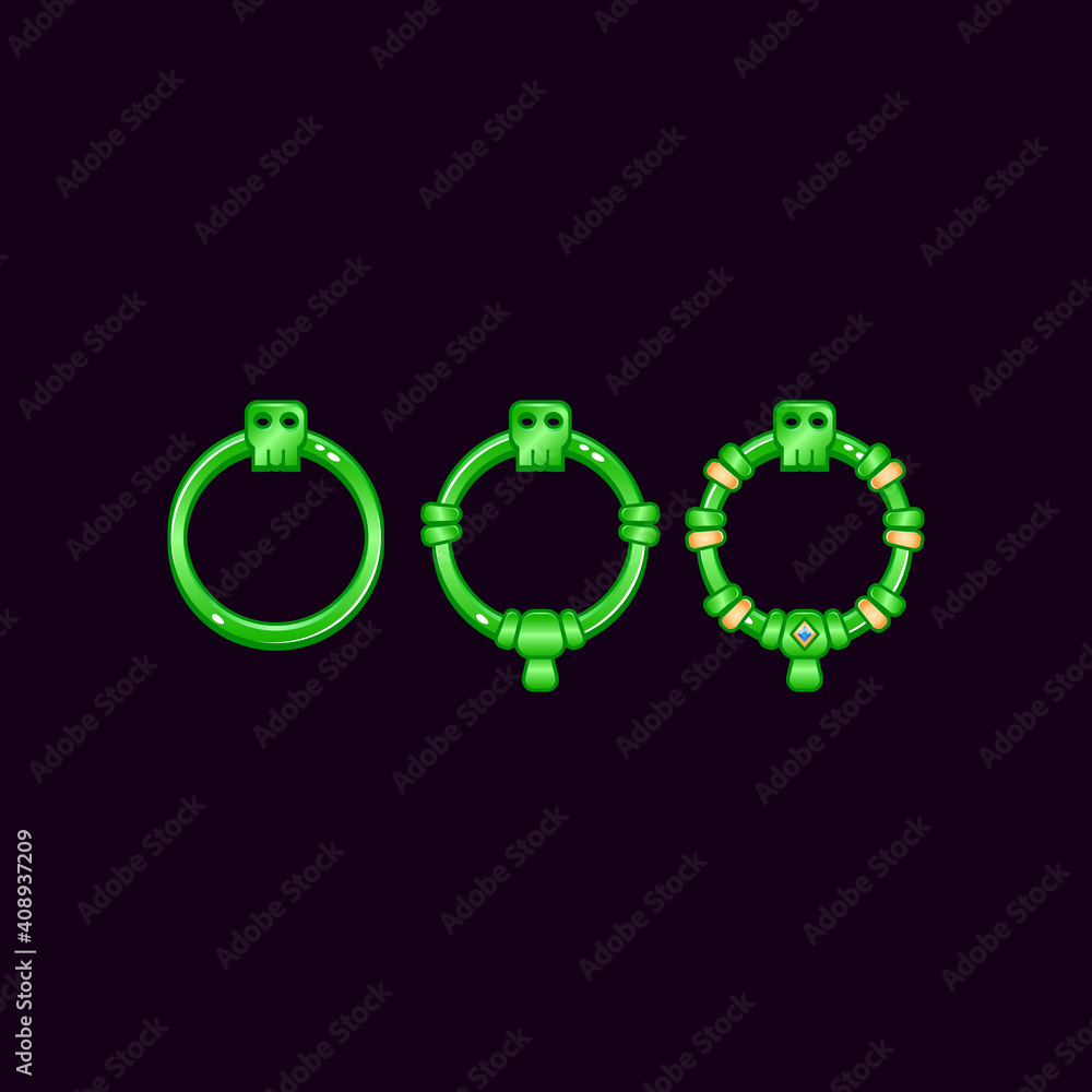 set of rounded game ui border frame with skull symbol for gui asset elements vector illustration set of rounded game ui border frame with skull symbol for gui asset elements vector illustration