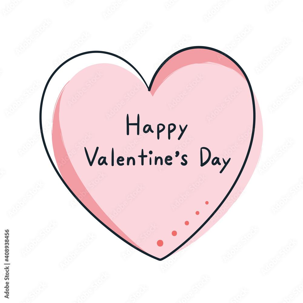 ピンク色のハートと文字【Happy Valentine's Day】