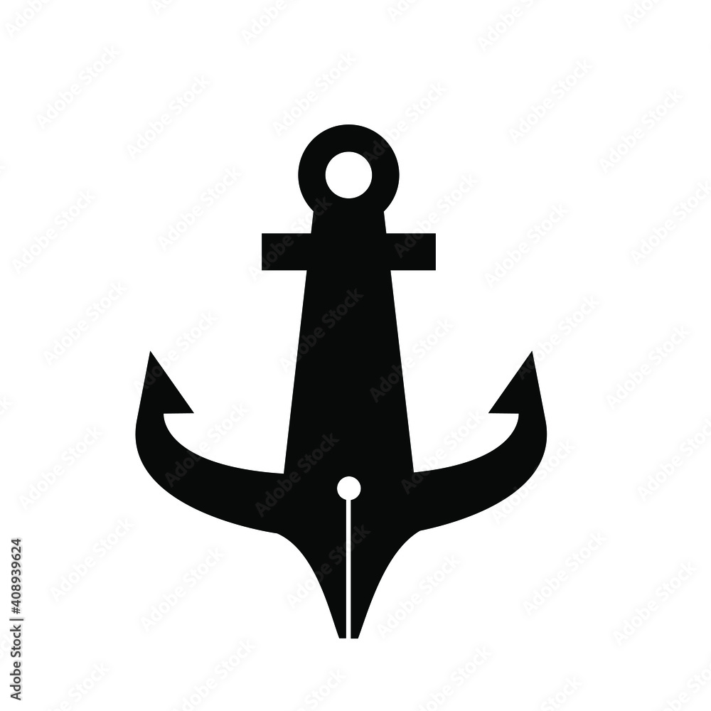 anchor pen symbol icon Illustration vector logo design anchor pen symbol icon Illustration vector logo design