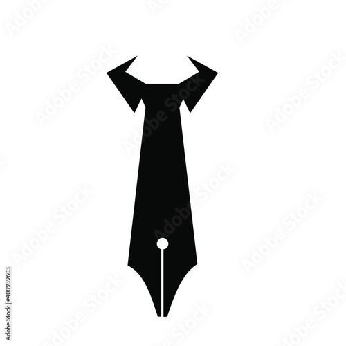 tie pen concept officer work logo vector icon illustration design