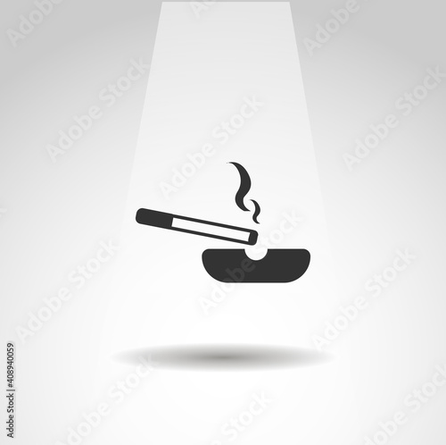 ashtray with cigarette vector icon, cigarette simple isolated icon