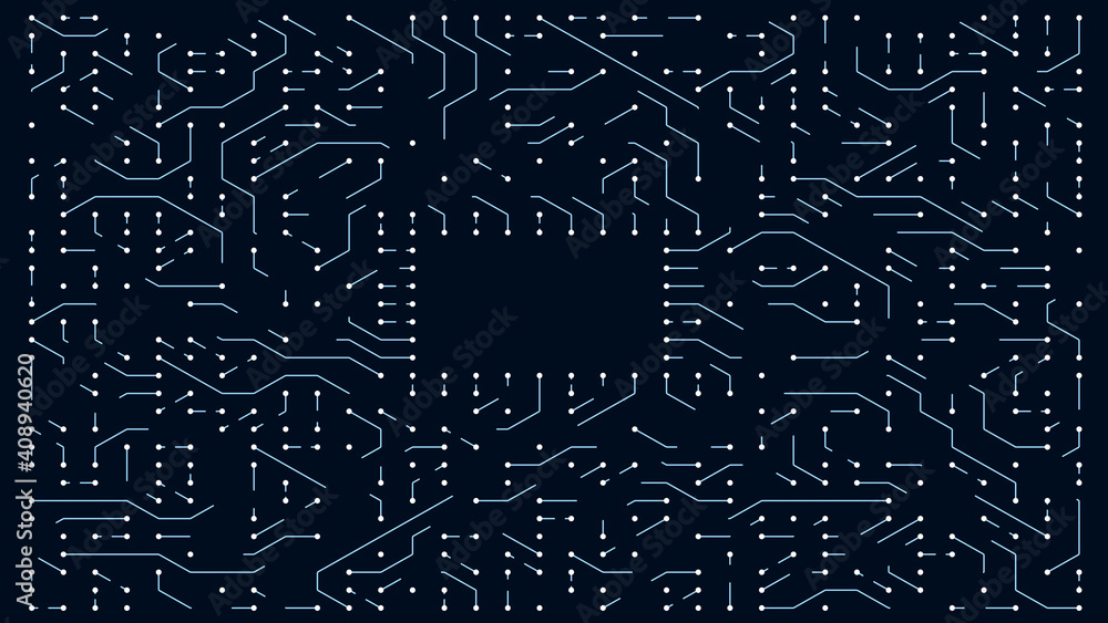 Data processing in circuit board abstract server. Technology Background CPU Circuit concept. Data moves in the form of moving lines. 3D Visualization AI Processor Power. Blue Digitalization Process. Data processing in circuit board abstract server. Technology Background CPU Circuit concept. Data moves in the form of moving lines. 3D Visualization AI Processor Power. Blue Digitalization Process.