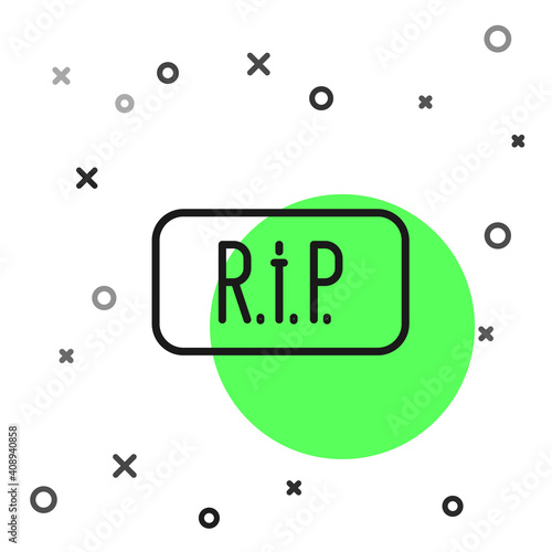 Black line Speech bubble rip death icon isolated on white background. Vector.