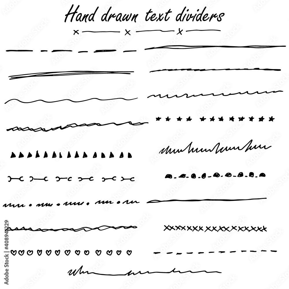 Vector hand drawn set of calligraphic dividers Vector hand drawn set of calligraphic dividers