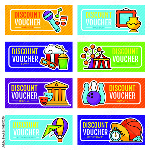 Set of discount voucher design template. Vector illustration