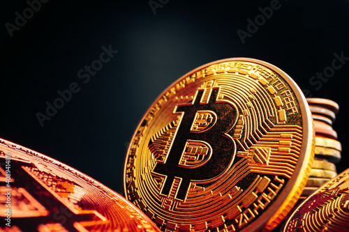 Close up photo of bitcoin crypto currency photo