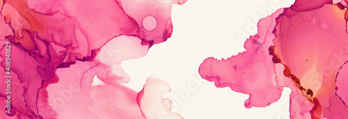 Alcohol ink vector texture banner. Fluid ink abstract background.