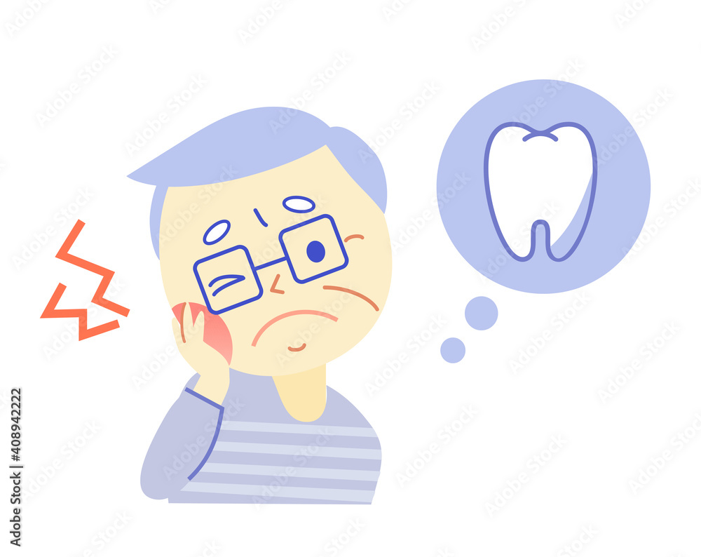 Elderly and Tooth hurts: Dental Illustration Elderly and Tooth hurts: Dental Illustration