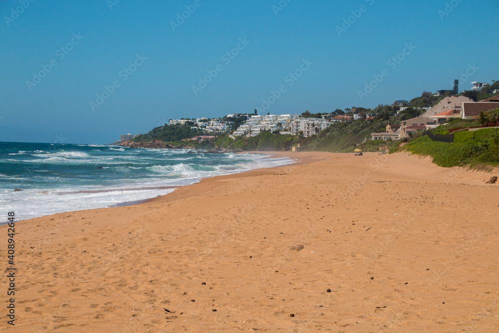 Stretch of Beach with Residential Buildings off Shoreline Stretch of Beach with Residential Buildings off Shoreline