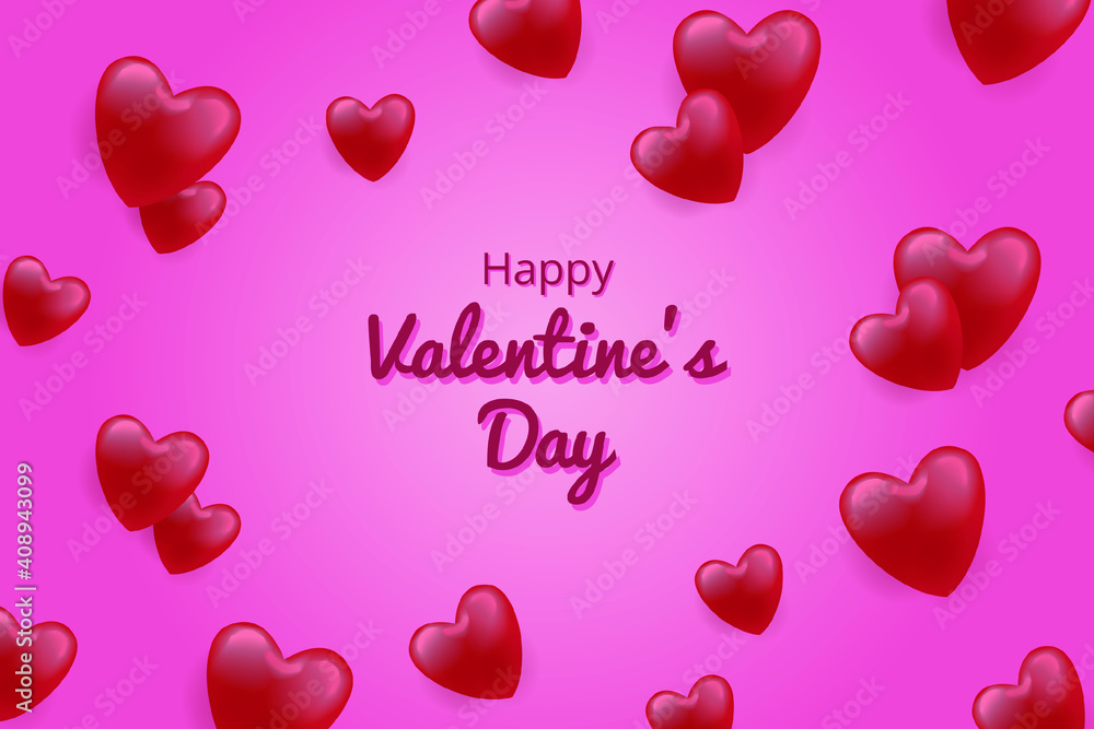 Abstract Valentine's day background with 3d heart and pink background