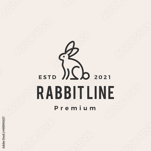 rabbit hare bunny line monoline hipster vintage logo vector icon illustration