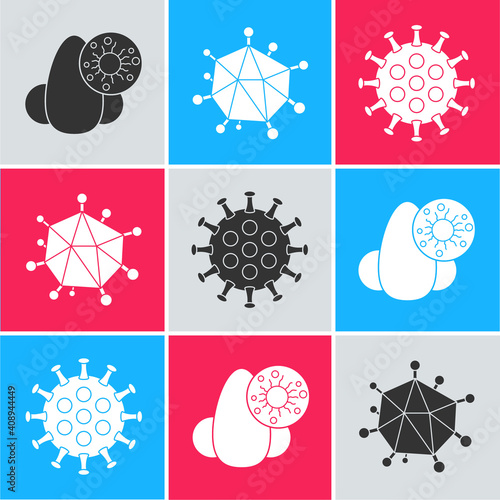 Set Runny nose and virus, Virus and Virus icon. Vector.
