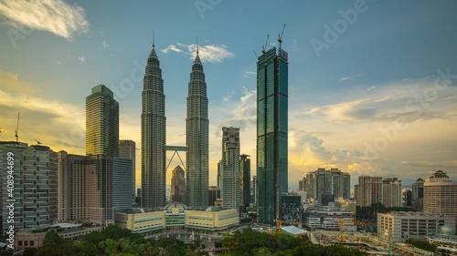 Sunset time lapse of the amazing skyline of Kuala Lumpur in Malaysia photo