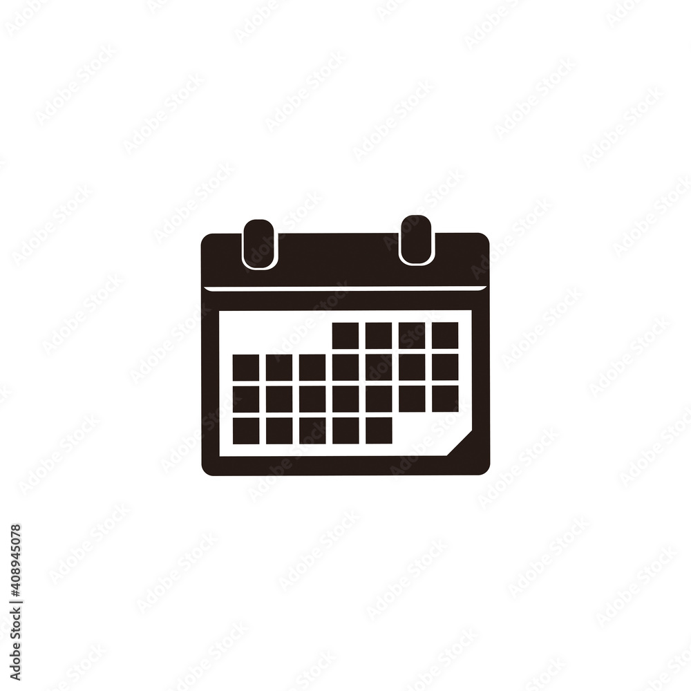 calendar isolated on white, icon calendar flat black white calendar isolated on white, icon calendar flat black white