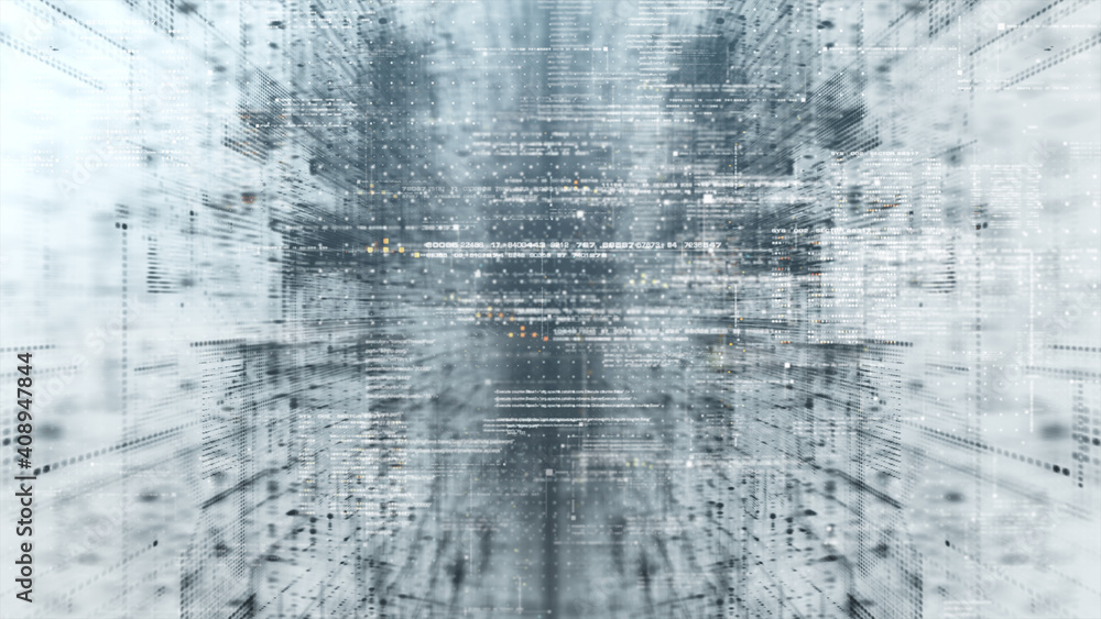 Obraz premium Futuristic simulation of 5G network concept, artificial intelligence deep learning performing analytic computational head up display