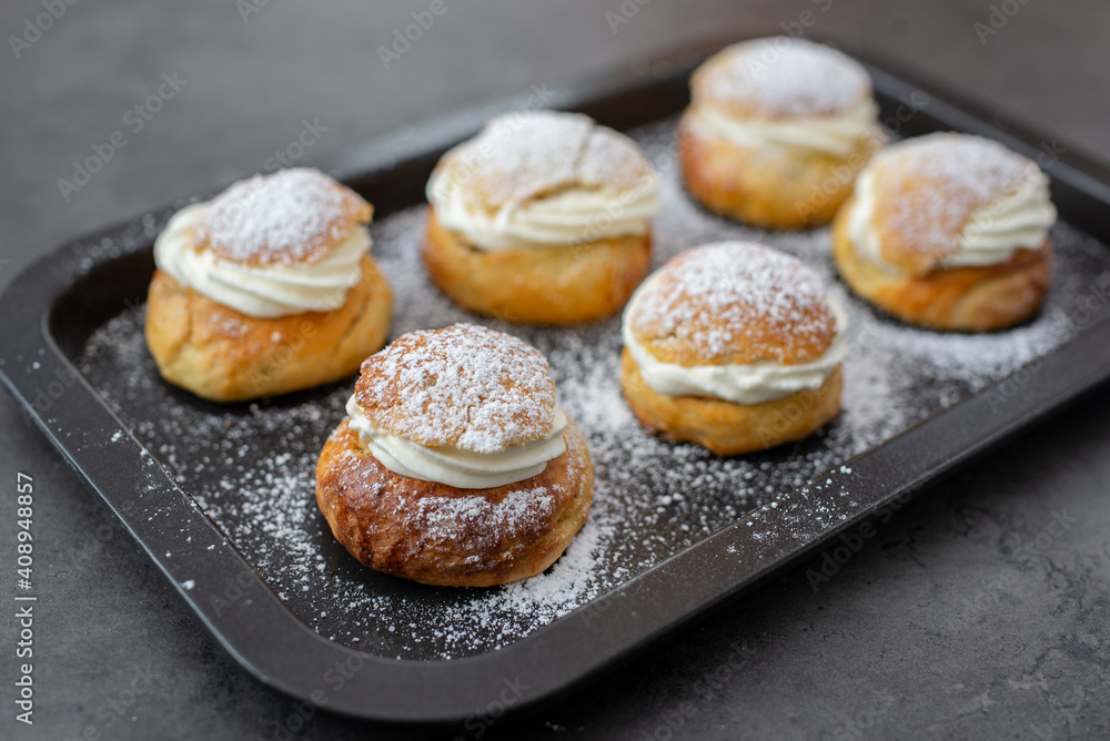 traditional home made swedish semlor pastry