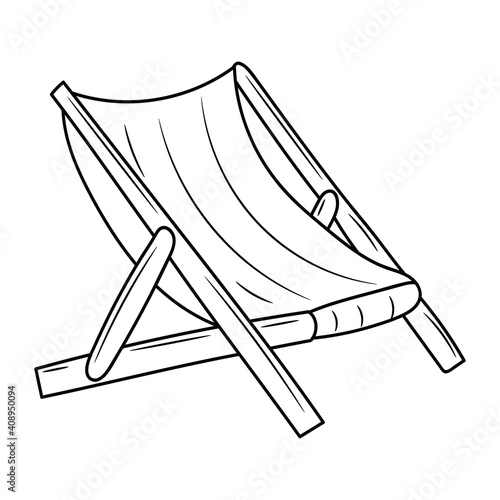 Beach Chair Line art black and white vector illustration, isolated linear style pictogram