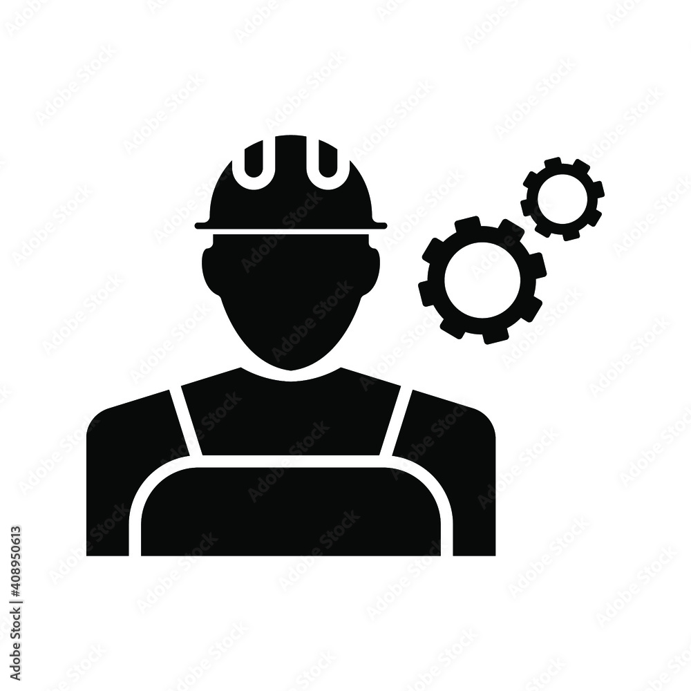 Technician icon with simple silhouette design, Repairman icon color editable Technician icon with simple silhouette design, Repairman icon color editable