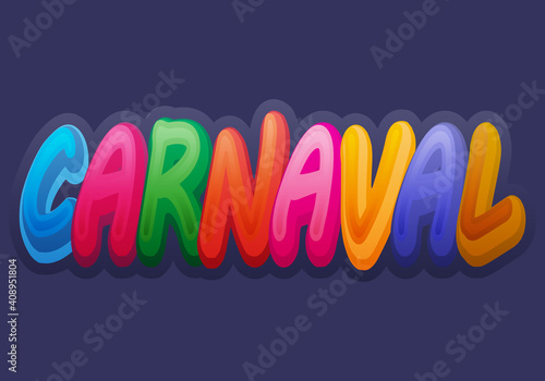 Cartel de carnaval multicolor en fondo azul.