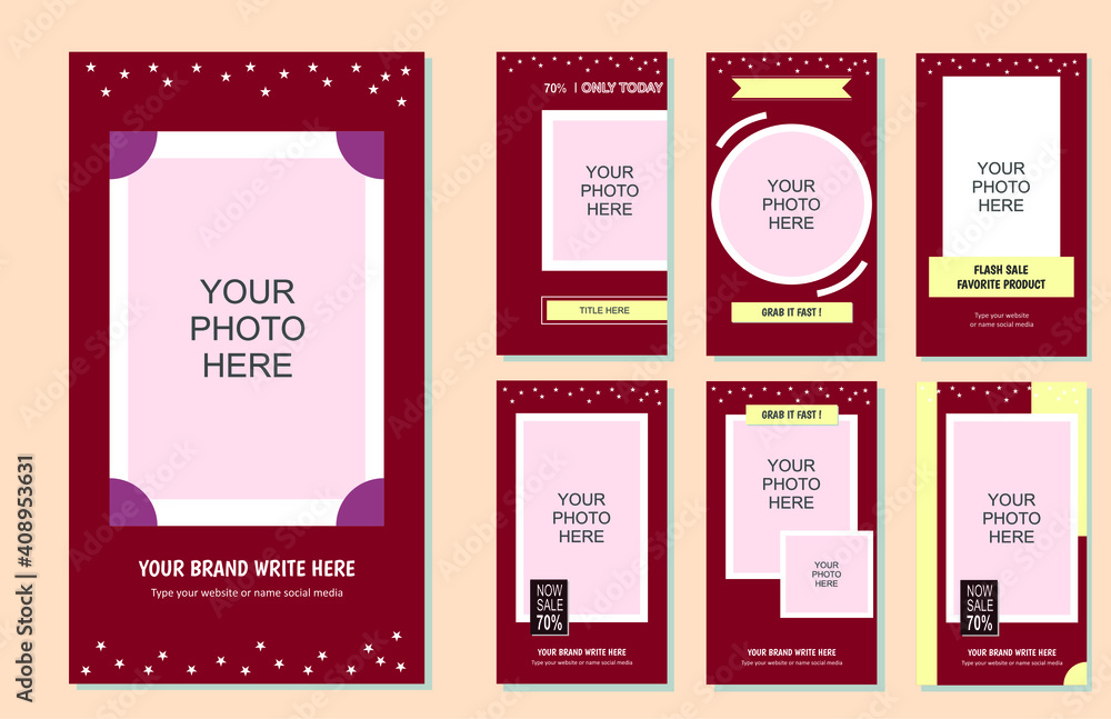 Banner template story for social media, red, pink, purple and yellow color. Perfect for your brand promotion and increase sales results. vector background