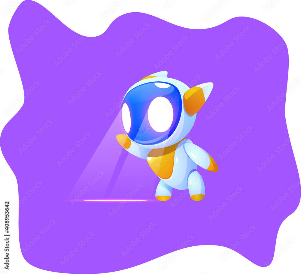 Fototapeta premium cute funny cartoon robot illustration