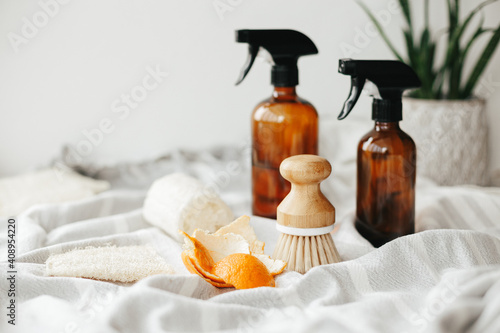 All purpose cleaner natural homemade vinegar citrus peels.