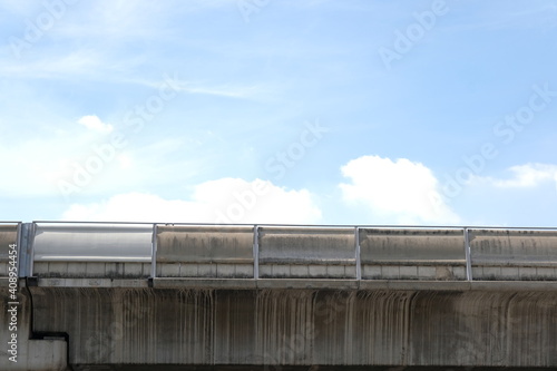 Side view highway or motorway and blue sky background.