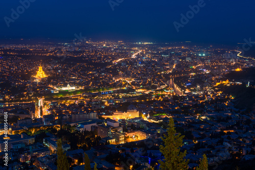 View of the Old Town of Tbilisi  Georgia after sunset