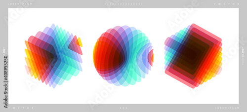 Set of various overlapping elements. Abstract geometric design. Vector illustration for banners, placards, posters or flyers.