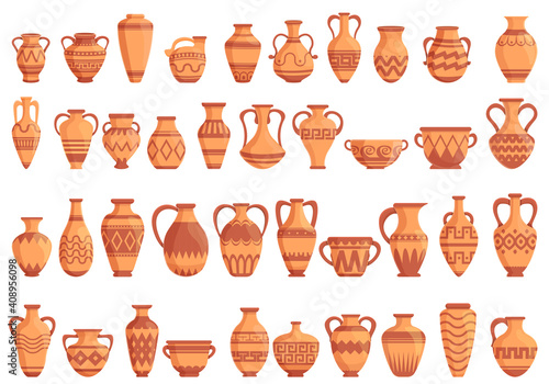 Amphora icons set. Cartoon set of amphora vector icons for web design photo