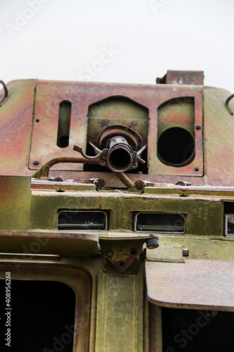 Old armoured vehicles military escorts, guns and tanks in Gardez in Afghanistan photo