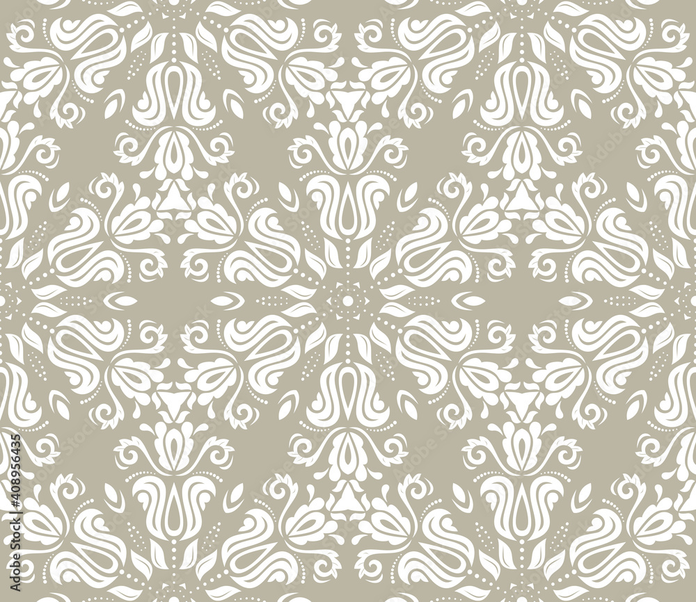 Floral ornament. Seamless abstract classic background with flowers. Pattern with repeating floral elements. Ornament for fabric, wallpaper and packaging