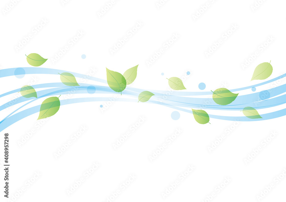 緑の葉と水の流れ