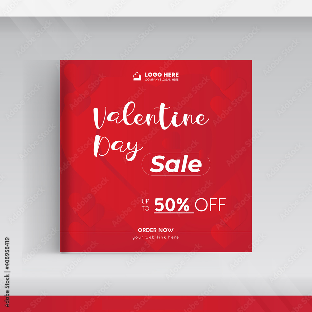Social media post concept for valentines day sale template Social media post concept for valentines day sale template