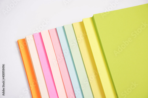 high angle view of color paper that are neatly arranged