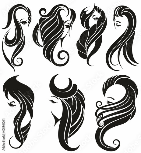 Beauty salon and spa vector logo. Woman Icon. Hair Vector