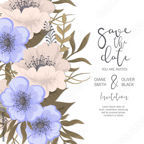 Wedding Invitation card templates with Ultra Violet color flowers