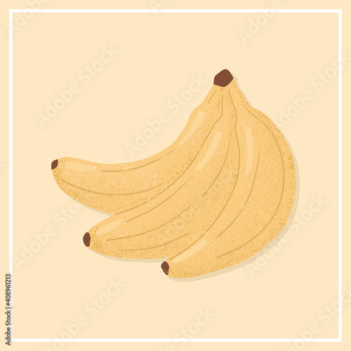 Ripe Banana. Sweet banana fruits vector hand drawn illustration on yellow background.
