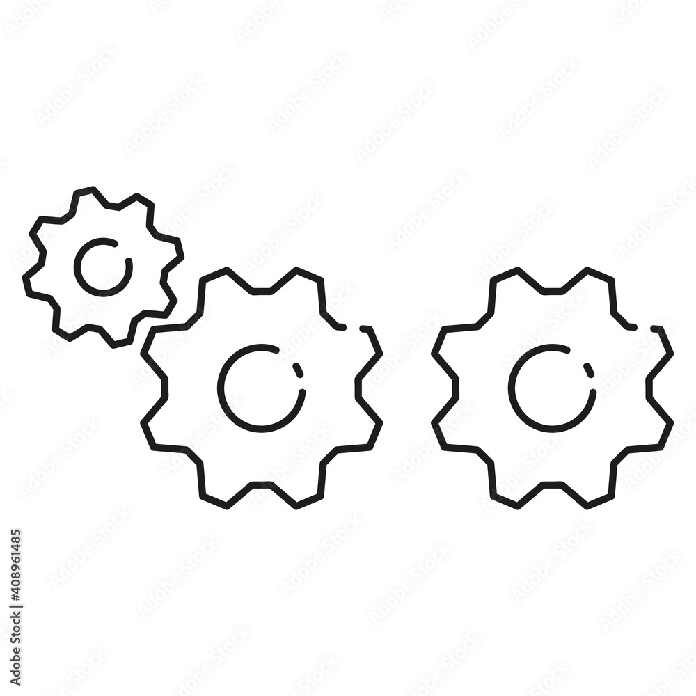 Mechanical gears for machinery. Thin line icons for web, applications and design. Minimalistic flat style.