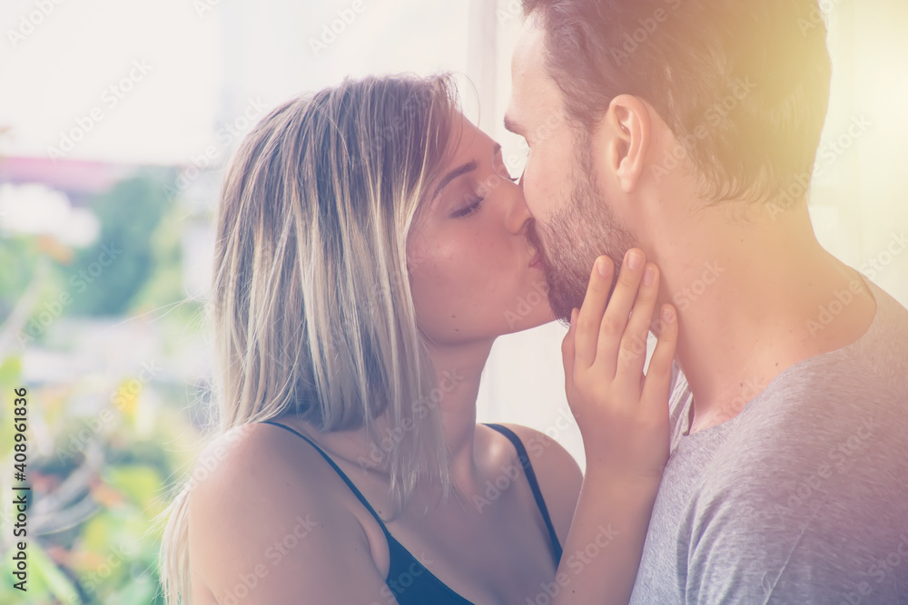 Young couple in love have fun on morning .valentines day. Young couple in love have fun on morning .valentines day.