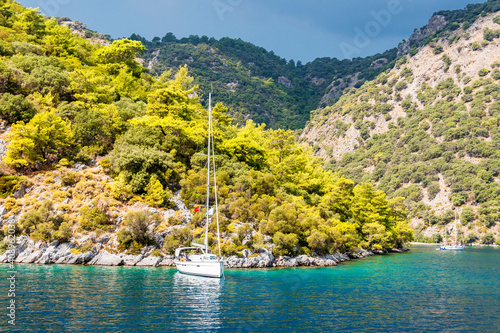 Gocek Bay coastline view in Turkey © nejdetduzen