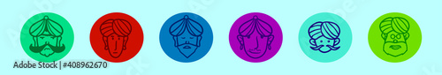 set of guru cartoon icon design template with various models. vector illustration isolated on blue background
