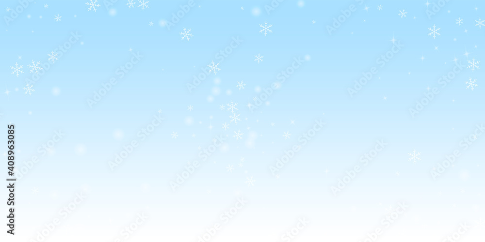 Sparse glowing snow Christmas background. Subtle f