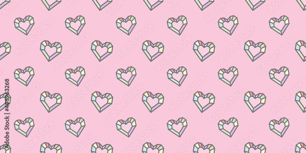 Crystal hearts cute girly pastel background pattern
