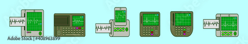 set of ekg machine cartoon icon design template with various models. vector illustration isolated on blue background
