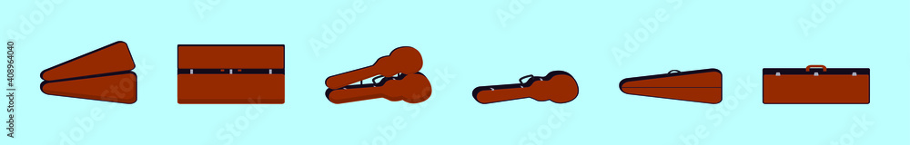 set of guitar case cartoon icon design template with various models. vector illustration isolated on blue background set of guitar case cartoon icon design template with various models. vector illustration isolated on blue background