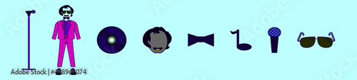 set of singer cartoon icon design template with various models. vector illustration isolated on blue background