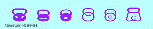 set of kettle bell cartoon icon design template with various models. vector illustration isolated on blue background