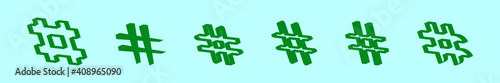set of hash tag cartoon icon design template with various models. vector illustration isolated on blue background
