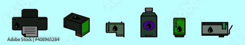 set of ink cartridge cartoon icon design template with various models. vector illustration isolated on blue background